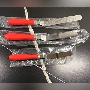 Straight edge metal spatula set